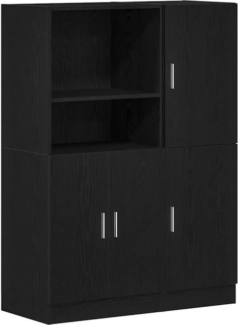 vidaXL Küchenschrank-Set 2-teilig Schwarz aus Holzwerkstoff mit Regalfächern und Türen, B/T/H: 95,0 x 41,5 x 131,5 cm - Bild 1