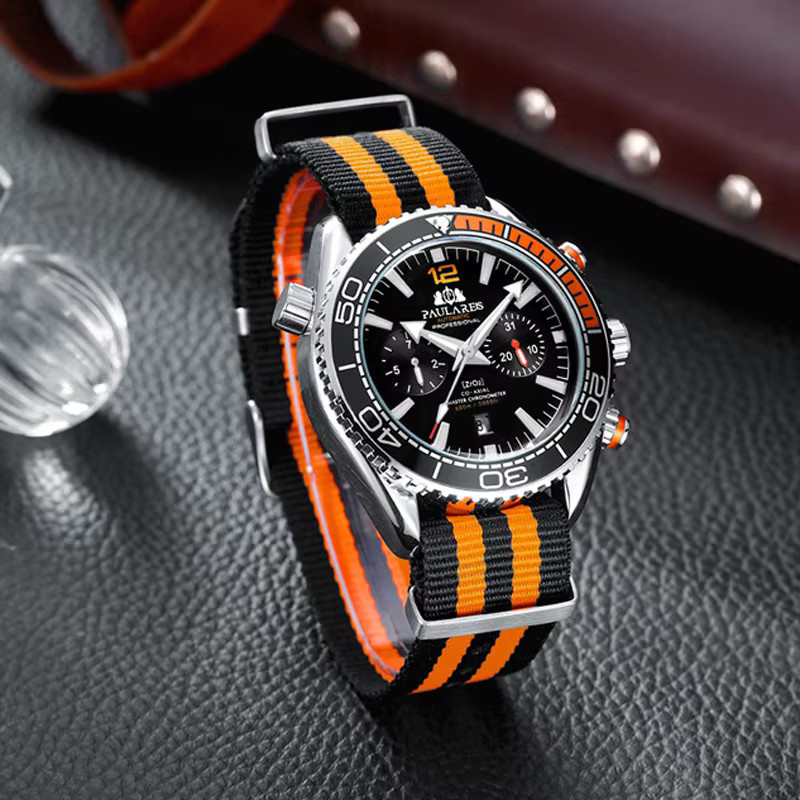 PAULAREIS Armbanduhr, Automatik, Edelstahl, Textil, Schwarz, Herren - Bild 3