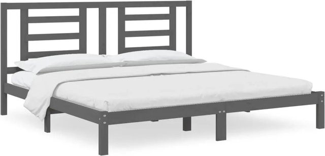 vidaXL Massivholzbett aus Kiefer in Grau, Modernes Bettgestell für Erwachsene, B/T: 200 x 200 cm - Bild 1