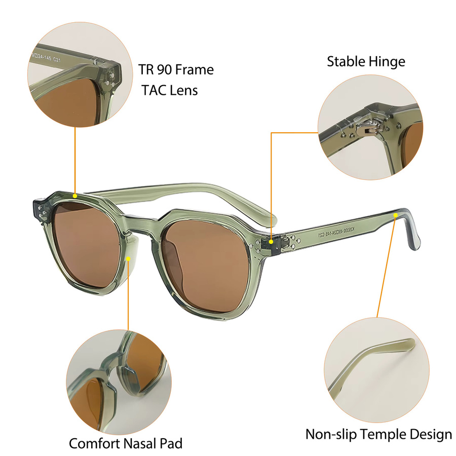 CATERSIDE Sonnenbrille, hexagonal, TR90, Vollrand, polarisiert, Unisex - Bild 5