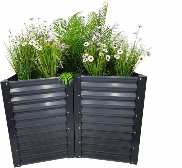 OUTFLEXX Hochbeet aus Aluminium-Zink-Stahl in Anthrazit, B/T/H: 152 x 152 x 84 cm - Bild 1