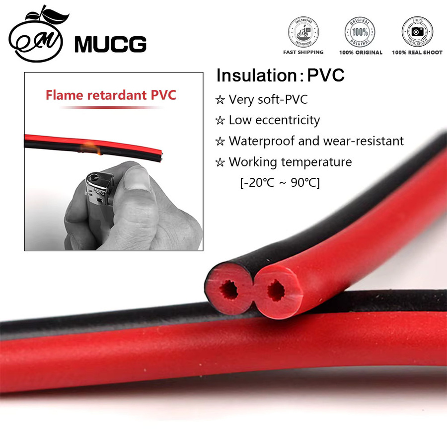 MUCG 2-Pin-Kabel Rot Schwarz Weiche Elektrische Leitungen für LED-Lichtstreifen und Audio-Elektronik 5V 9V 12V - Bild 3