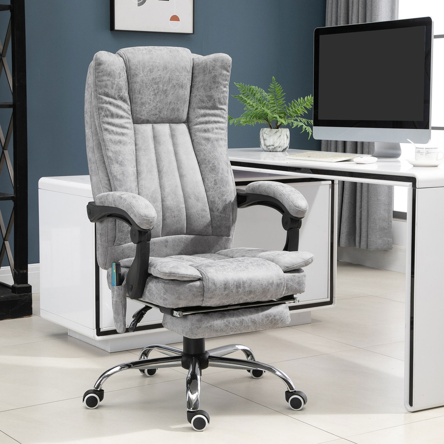 Vinsetto Massagesessel Aosom Bürostuhl mit Heizfunktion und Liegefunktion in Grau, B/T/H: 62 x 67 x 113-120 cm - Bild 2