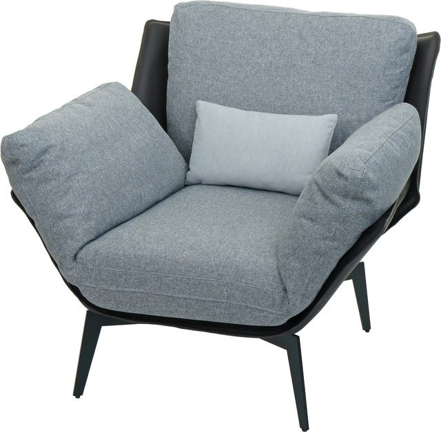 MCW Lounge-Sessel L82 in Schwarz mit breiten Armlehnen aus Kunstleder und Textil mit Metallgestell - Bild 1