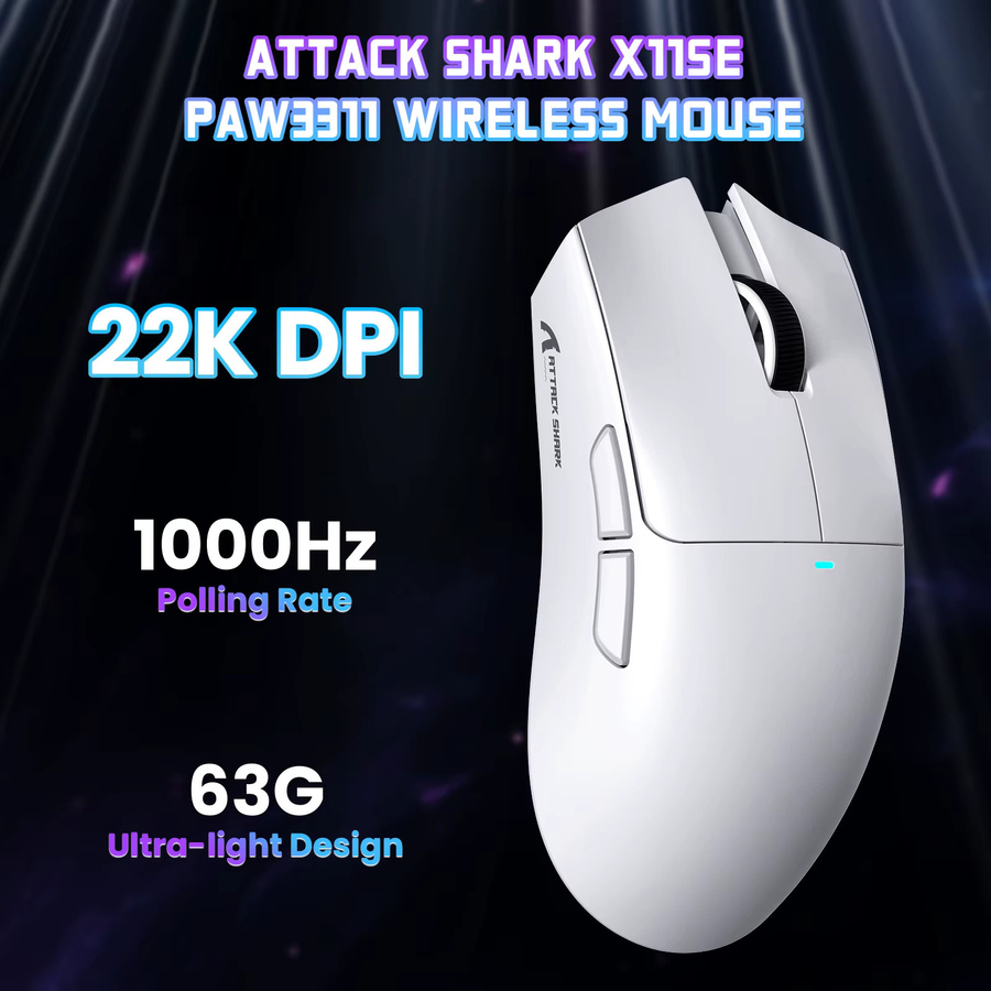 ATTACK SHARK X11SE Kabellose Gaming-Maus in Weiß mit PAW3311-Sensor, 22000 DPI und 63 g Superlight Design - Bild 3