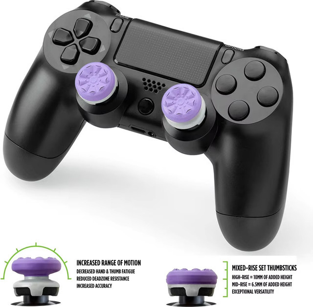 Opansten Silikon-Daumengriffe in Lila für PlayStation P4 und P5, 2 Stück Joystick-Booster-Kappen als Controller-Zubehör - Bild 1