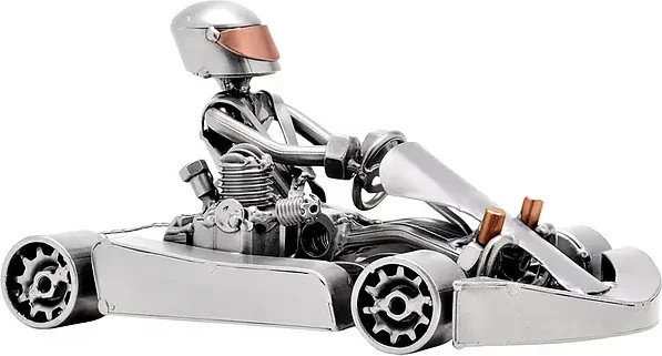 Hinz & Kunst Schraubenmännchen Go-Kart Tischdeko aus Metall in Silber - Bild 1
