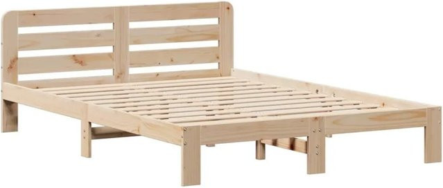 vidaXL Massivholzbett aus Kiefernholz in Braun, Rustikaler Stil, B/T/H: 154 x 203,5 x 65,5 cm - Bild 1
