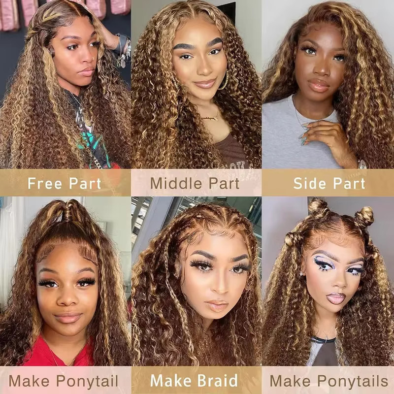 FIUMER Echthaar-Perücke, Honigblond, Deep Wave, 30 Zoll, HD Lace Front, Damen - Bild 5