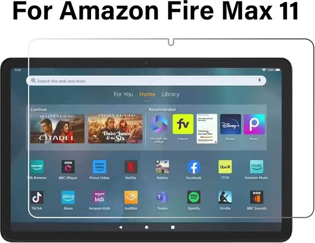 KINGMISON Displayschutzfolie aus gehärtetem Glas für Fire Max 11 Tablet 2023, transparent - Bild 1