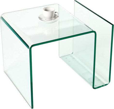 riess-ambiente Couchtisch FANTOME Beistelltisch aus transparentem Glas mit Ablage für Magazine und abgerundeten Kanten, Durchmesser: 50 cm