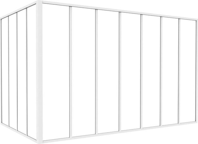 Vente-unique Glaswand Bayview Weiß aus Aluminium und Glas, Breite: 210 cm, Höhe: 130 cm, Tiefe: 120 cm - Bild 1