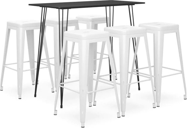 vidaXL 7-tlg. Bar-Set modern in Schwarz und Weiß aus MDF und Metall - Bild 1