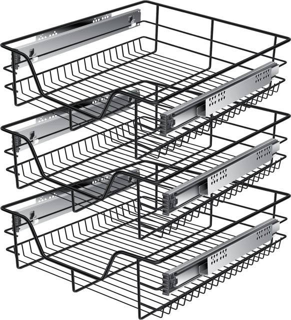 KESSER Teleskopschublade aus Edelstahl als Schubladeneinsatz für Küchenschränke, verchromt, Schrankbreite: 30-60 cm - Bild 1