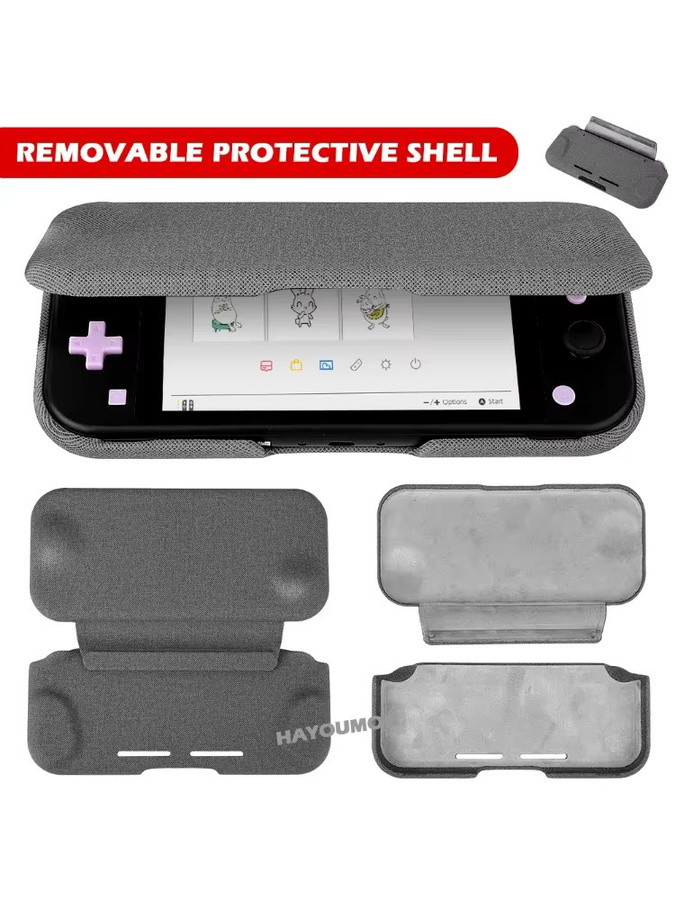 Nintendo Switch Lite Flip Cover Schutzhülle mit abnehmbarer Magnetschale für 360 Grad Rundumschutz in Grau - Bild 4