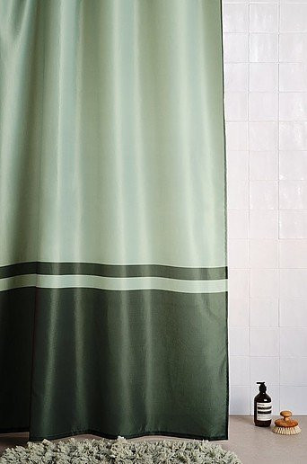ESRA Duschvorhang Polyester grün gestreift wasserdicht B: 180 cm, H: 200 cm - Bild 1