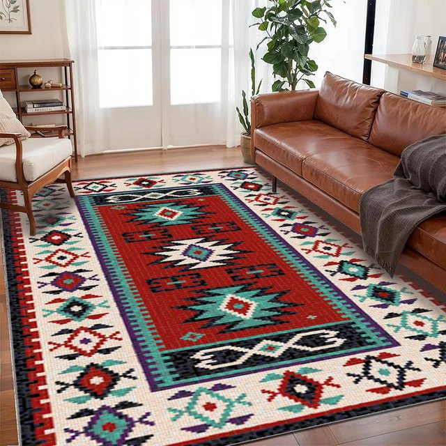 VIKAMA Europe Kilim Teppich in Multicolour für Wohnzimmer und Schlafzimmer, rechteckige Bodenmatte im Ethnic-Design, B/T: 60 x 40 cm - Bild 1
