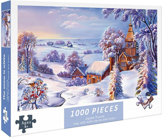 1000 Teile Puzzle mit weißem und schneebedecktem Blättermotiv in Weiß und Mehrfarbig für Kinder und Erwachsene als dekoratives Weihnachtsgeschenk