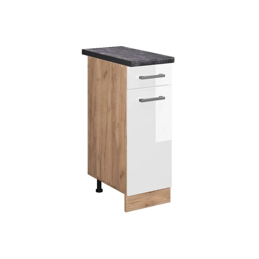 Vicco Küchenunterschrank R-Line Weiß Hochglanz und Eiche mit Anthrazit Front, B: 30 cm, H: 81,6 cm, T: 60 cm - Bild 2