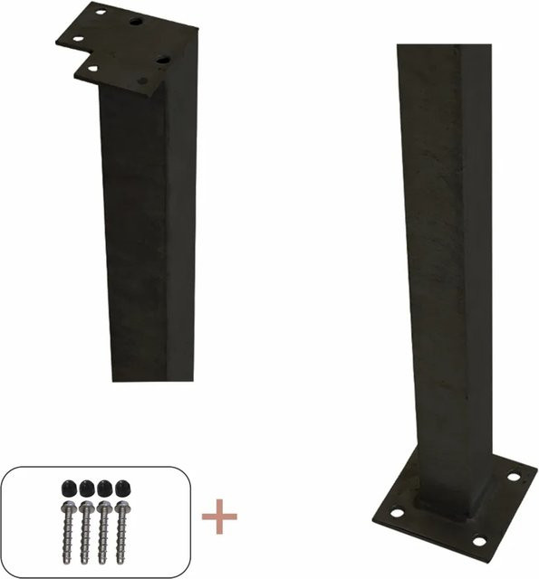 Geländer Pfosten Ecke aus Stahl in Schwarz, B/T/H: 4,5 x 4,5 x 103,3 cm - Bild 1
