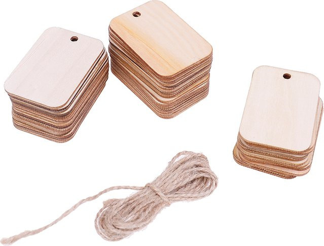 50 Stück dekorative Holzplankenetiketten in Beige für deine DIY-Gravierarbeiten - Bild 1