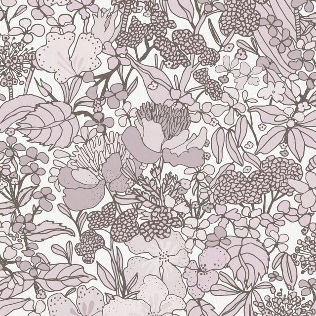 Profhome Tapete Dschungel Blumen Motiv in Creme, Braun und Weiß, Matt, Non-Woven, Breite: 0,53 m, Länge: 10,05 m - Bild 1