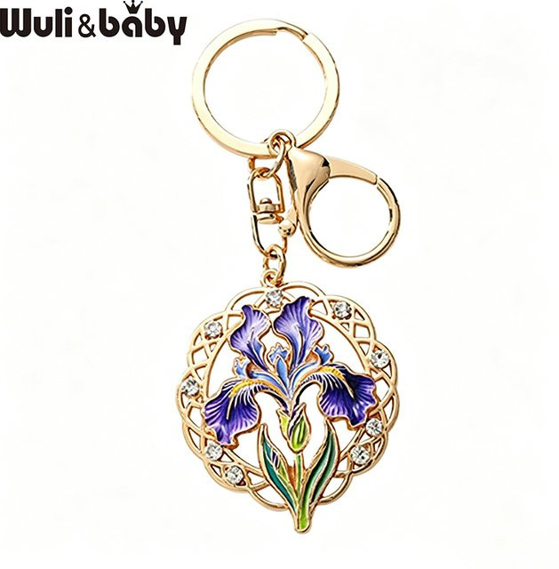 Wuli&baby Schlüsselanhänger Iris-Blumen, Gold, Kristall, Unisex - Bild 1