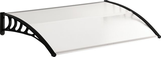 Outsunny Haustürvordach aus Polycarbonat mit UV-Schutz als Regenschutz, Weiß, B: 122 cm, H: 89 cm - Bild 1