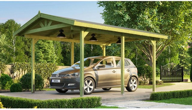 WEKA Einzelcarport 611 mit Satteldach aus Massivholz in Braun, B: 288 cm, T: 389 cm, H: 270 cm - Bild 1
