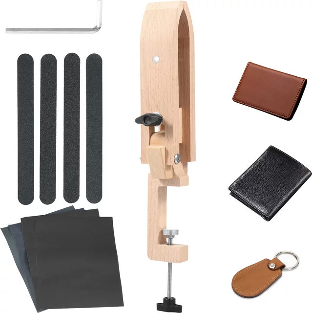 Faltbare Stitching Pony aus Holz für Lederhandwerk mit verstellbarer Klemme als Nähwerkzeug für DIY-Projekte - Bild 1