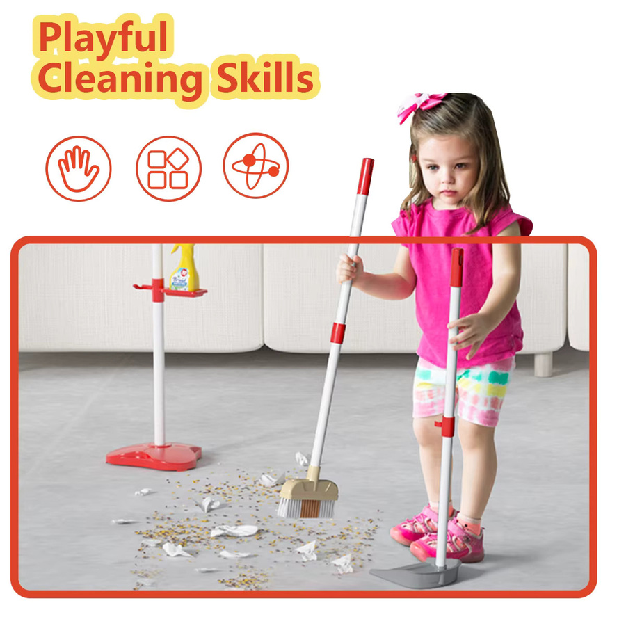 Chriyungel Kinder-Reinigungsspielzeug-Set in Blau mit Besen, Kehrschaufel und Mopp für Montessori-Rollenspiele - Bild 4
