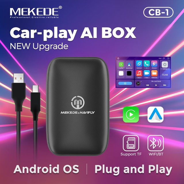 MEKEDE Android Auto Multimedia Streaming Box für Netflix und YouTube, AI Box für OEM Auto Zubehör, Schwarz - Bild 1