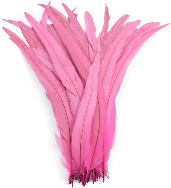 100 Stück Naturfedern Hahnenfedern in Rosa für Bastelarbeiten, Hochzeit und Dekoration, Länge: 25-40 cm - Bild 1