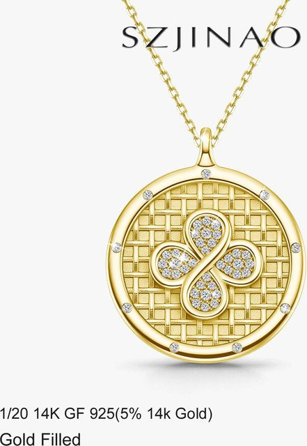 szjinao Halskette mit Moissanit-Anhänger, 14K Goldfilled, Damen - Bild 1