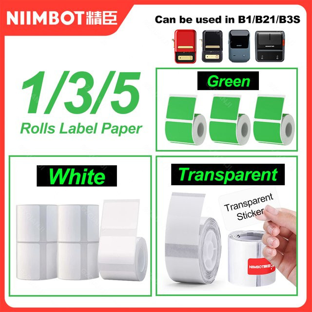 Niimbot Thermo-Etikettenaufkleber Weiß und Transparent für B21 B1 Etikettendrucker, wasserfest und kratzfest - Bild 1