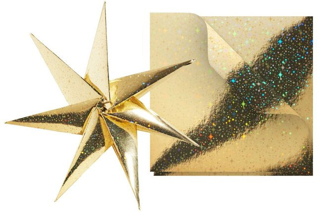 Gebrüder Bertels Faltpapier Holografie Gold für Weihnachten B: 110,0 cm, H: 15,0 cm, T: 32,0 cm - Bild 1