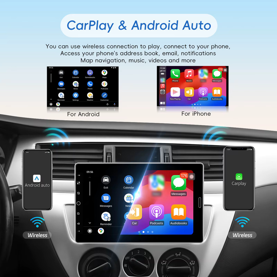 Podofo 1DIN CarPlay Autoradio mit Android Auto, Mirror Link, Bluetooth, USB und AUX-IN in Schwarz - Bild 2
