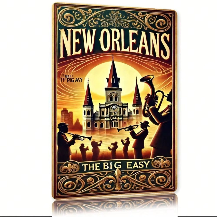 Vevor Metall-Wandkunst New Orleans Vintage-Schild Retro-Dekoration Multicolor, Breite: 19,81 cm, Höhe: 27,43 cm - Bild 3