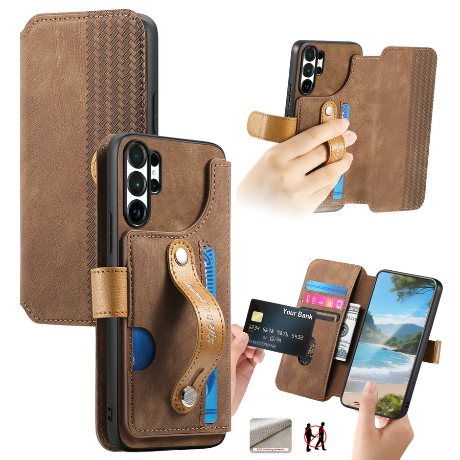 Leder-Handyhülle mit Kartenfächern, Standfunktion und RFID-Schutz für Samsung Galaxy S26 Ultra S25 Plus S24 S23 S22 S20 in Blau oder Braun - Bild 4