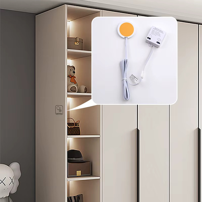 GEDLUZI LED-Touch-Schalter Weiß für die versteckte Schrankinstallation mit Berührungssensor, geeignet für Holz bis zu 40 mm Dicke, 85V-265V AC - Bild 2