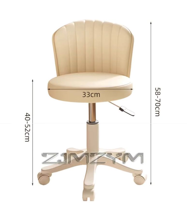 ZJMZYM Drehbarer Lederstuhl mit Schalensitz und verstellbarem Drehhocker in Weiß für Make-up und Studio - Bild 2