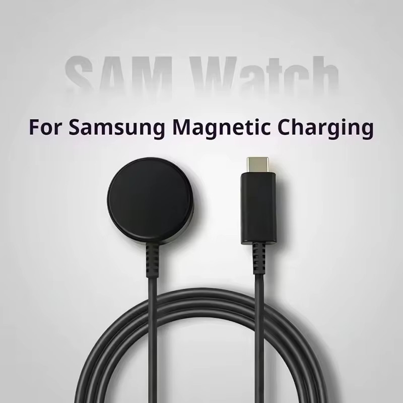 Magnetisches kabelloses Ladegerät für Samsung Galaxy Watch 8/7/6 Classic/5 Pro/4/3/2 Active, Schnellladestation mit USB-C Anschluss, Schwarz - Bild 2