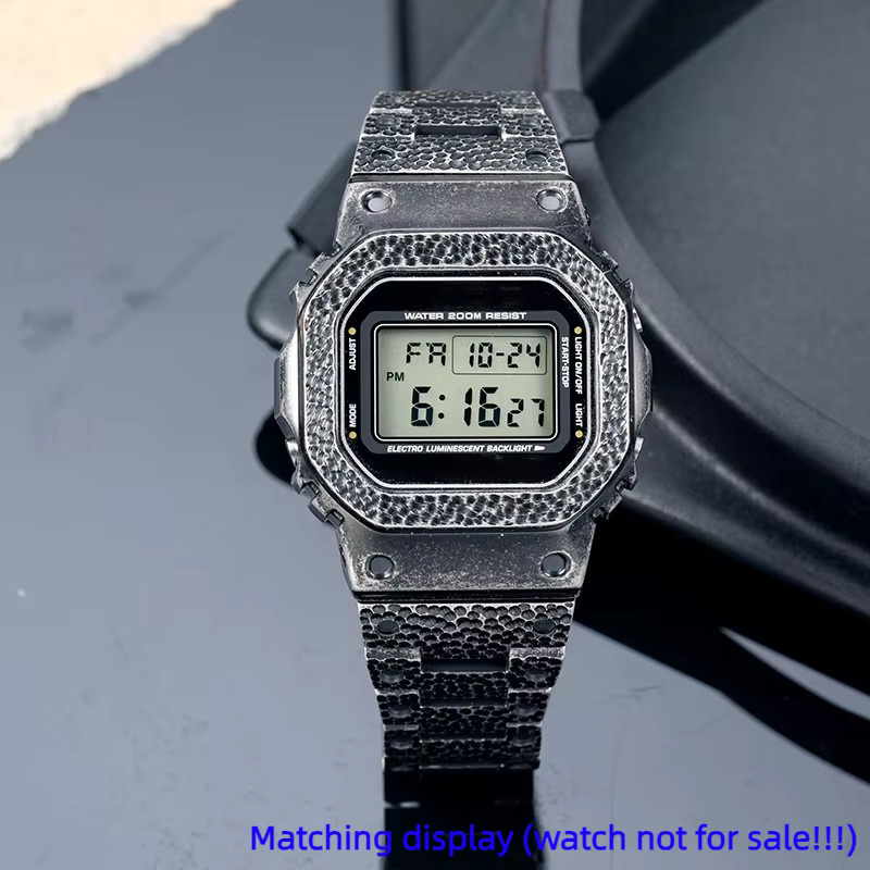 Casio Lünette Hammermuster, Titanlegierung, Edelstahl, Schwarz - Bild 2