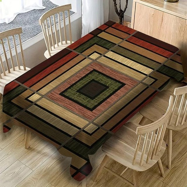 Rechteckige Tischdecke JINGYUE Pet mit buntem Holzmaserung-Design, wasserabweisend und waschbar, B/L: 100 x 145 cm - Bild 1