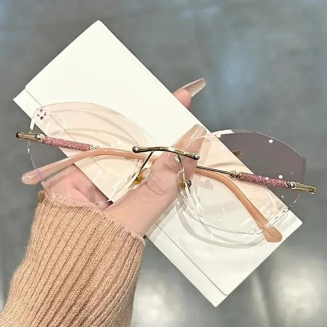 Fable Lesebrille Damen, Schmetterling, randlos, Metall, pink - Bild 1