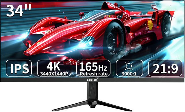Gawfolk GF340B 34 Zoll 4K UHD IPS Gaming Monitor mit 165Hz in Schwarz - Bild 1