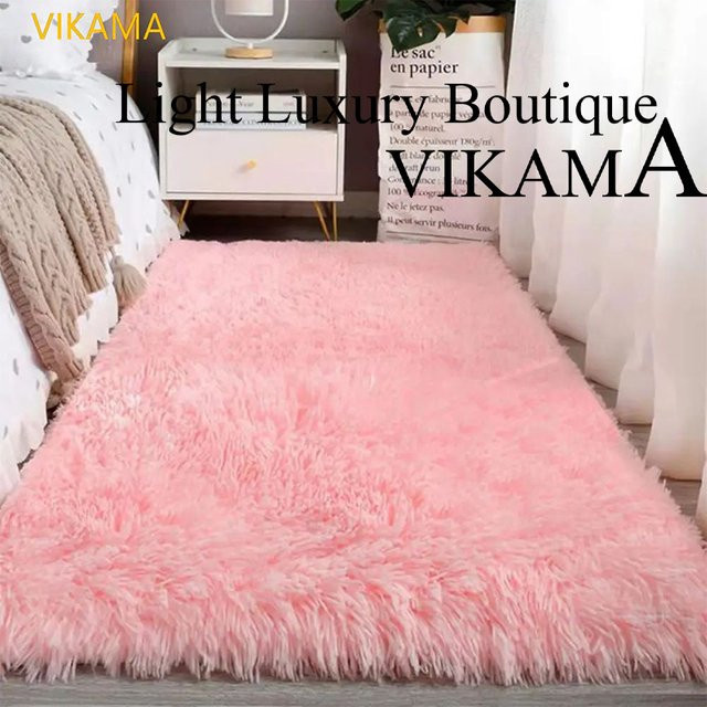 VIKAMA Moderner Teppich aus Windseide und Wolle in Beige und Pink, abstraktes Design für Wohnzimmer und Schlafzimmer - Bild 1