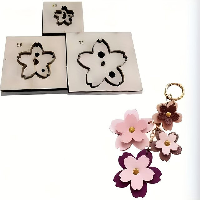 C106DIY Handgefertigte Leder-Messerschablone mit Kirschblüten-Design für Papier und Holz - Bild 1