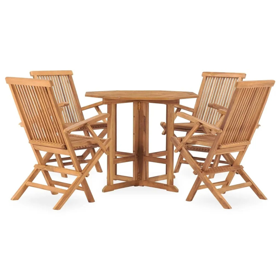 vidaXL 5-tlg Garten-Essgruppe Modell 4 aus klappbarem Massivholz Teak in Braun - Bild 2