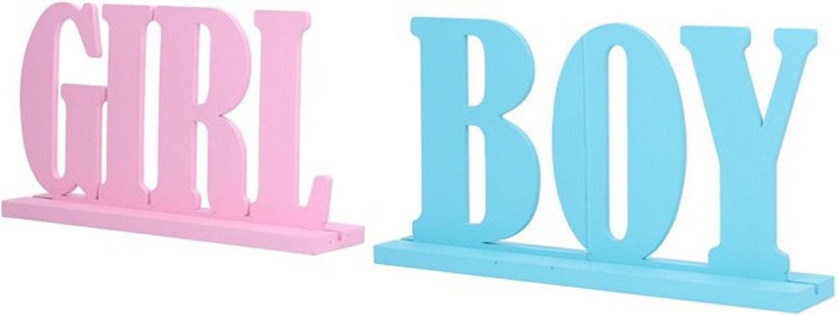 mfySpace Holzschilder zur Tischdekoration für Gender-Reveal-Partys und Babypartys in Blau und Rosa - Bild 1